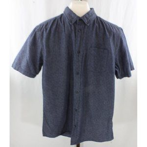 19 Ninety One Mens Blue Button Front Short Sleeve Shirt Size Medium